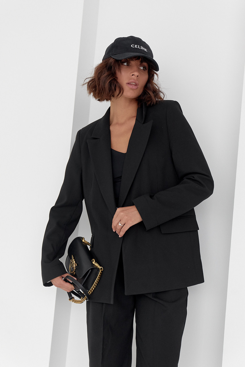 Классический женский пиджак без застежки - черный цвет, M - фото 6 - id-p2039393558