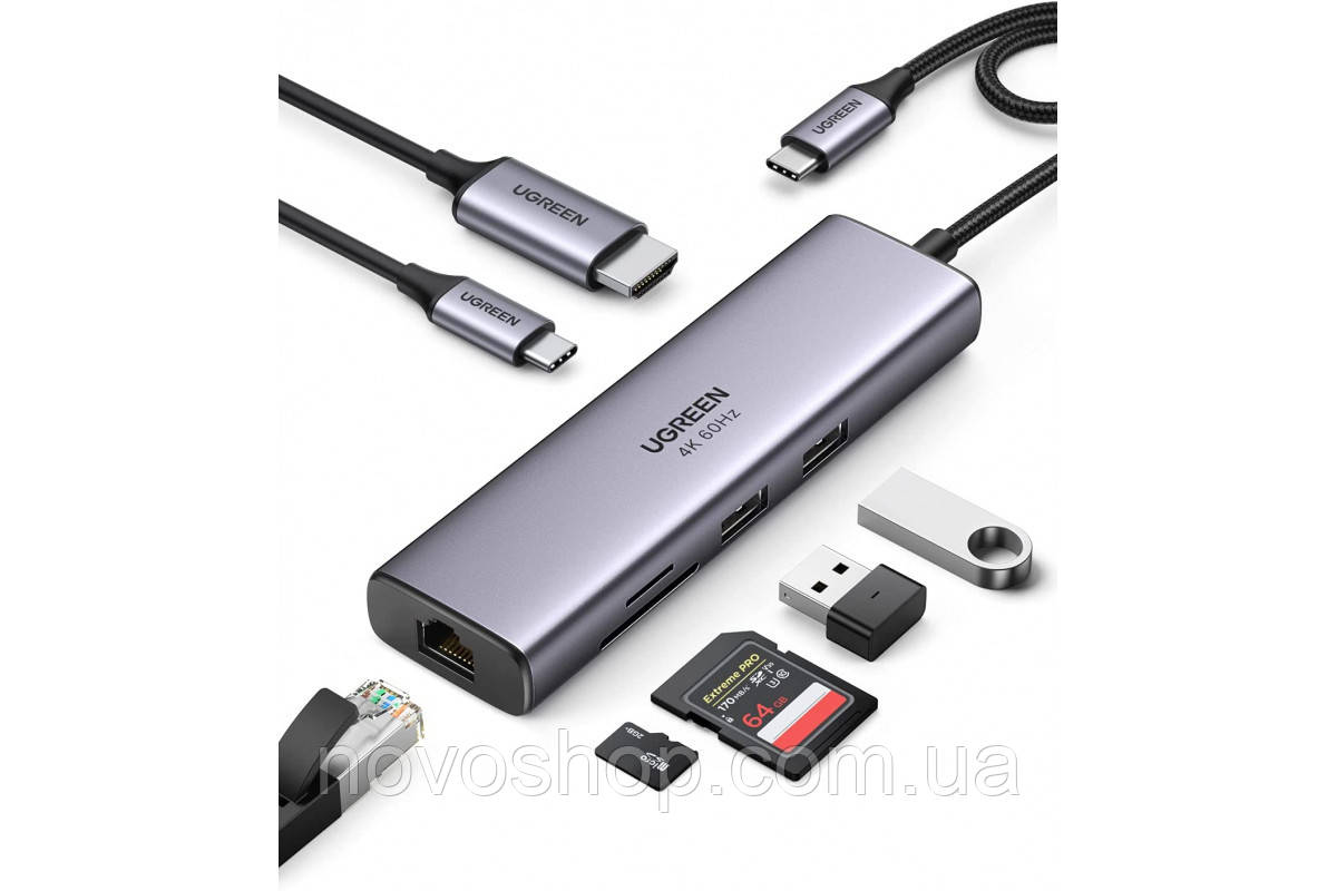 Хаб для Макбука 7-в-1 Ugreen USB C