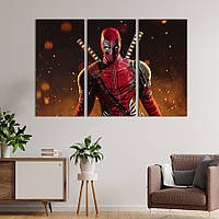 Модульная картина триптих на холсте KIL Art Wade Wilson, Deadpool 128x81 см (700-31)