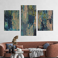Картина на холсте KIL Art для интерьера в гостиную Абстракция мрачные краски 141x90 см (41-32)