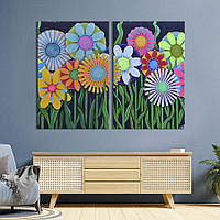 Картина на холсте KIL Art Красивые бумажные цветы 111x81 см (774-2)