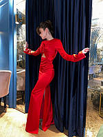 Вечернее красное платье в пол