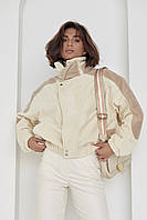 Короткая женская куртка из мягкого кашемира - кремовый цвет, L