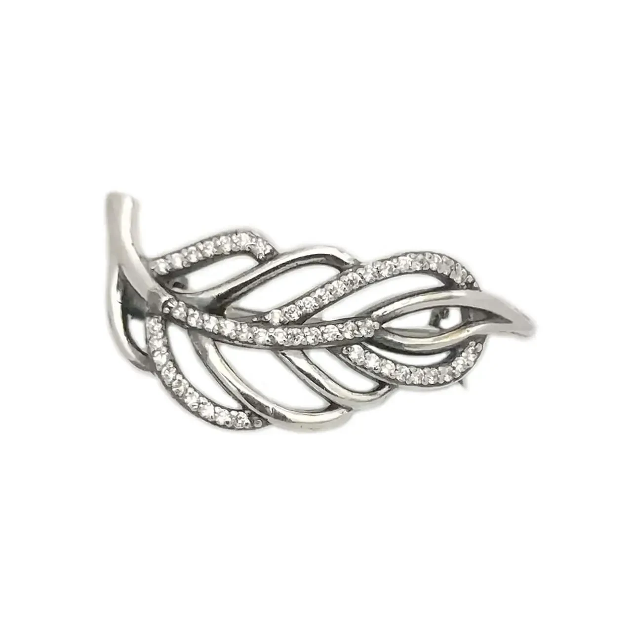 Срібна брошка з фіанітами Гілка 7012-62-ч