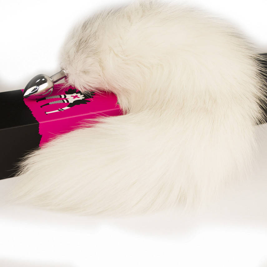 

Анальна пробка-хвостик з натурального хутра WHITE AND GREY