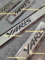 Накладки на пороги Тойота Ярис *2006-2011год TOYOTA YARIS Премиум Нержавейка комплект 4 штуки