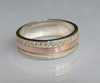 Обручальное кольцо из серебра с золотом 17
