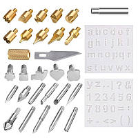 Набор насадок для выжигания по дереву 28 шт. / переходник на паяльник / трафареты