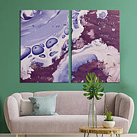 Модульная картина из двух частей KIL Art Диптих Ярко бордовые и бледно фиолетовые разводы 111x81 см (1131-2)