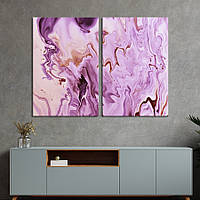 Модульная картина из двух частей KIL Art Диптих Розово-бордовые разводы 111x81 см (1132-2)