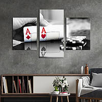 Картина на холсте KIL Art для интерьера в гостиную Пара тузов в покере 141x90 см (477-32)