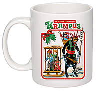 Чашка “Крампус” / Кружка новорічна зі злим Сантою 330 мл (колір білий) (17038 )