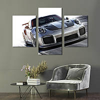 Картина из трех панелей KIL Art Быстрый спортивный Porsche 911 GT2 RS 141x90 см (1285-32)