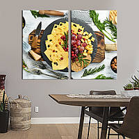 Модульна картина з двох частин KIL Art Декілька видів сиру з виноградом смородиною і вафлями 165x122 см