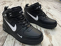 Мужские зимние высокие кроссовки NIKE AIR FORCE черные кроссовки Найк Аир Форсы Gore Tex Нова коллекция 2023 43