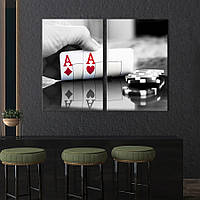 Картина на холсте для интерьера KIL Art диптих Комбинация два туза в покере 111x81 см (477-2)
