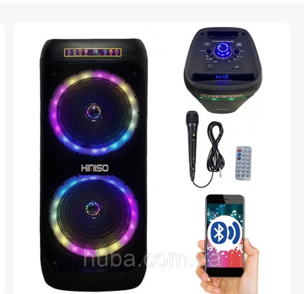 Акустична система з дротовим мікрофоном Kimiso QS-A282.(Bluetooth, FM-радіо, USB, SD,).3000 W., фото 1