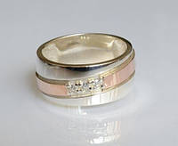 Обручальное кольцо из серебра с золотом