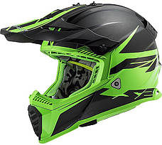 МОТОШОЛОМ ЕНДУРО LS2 MX437 FAST EVO ROAR КОЛІР MATT BLACK GREEN