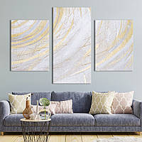 Картина на холсте KIL Art для интерьера в гостиную Абстрактный золотой узор 141x90 см (25-32)