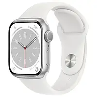 Смарт-годинник Apple Watch Series 8 GPS + Cellular 41mm Silver Aluminum Case with White Sport Band S/M (MP4E3)