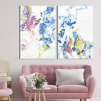 Картина диптих на холсте KIL Art для интерьера в гостиную Яркие краски на белом холсте 111x81 см (57-2)