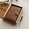 Щоденник А5 формату у шкіряній обкладинці закривається на магнітний клапан "ROYAL", фото 3