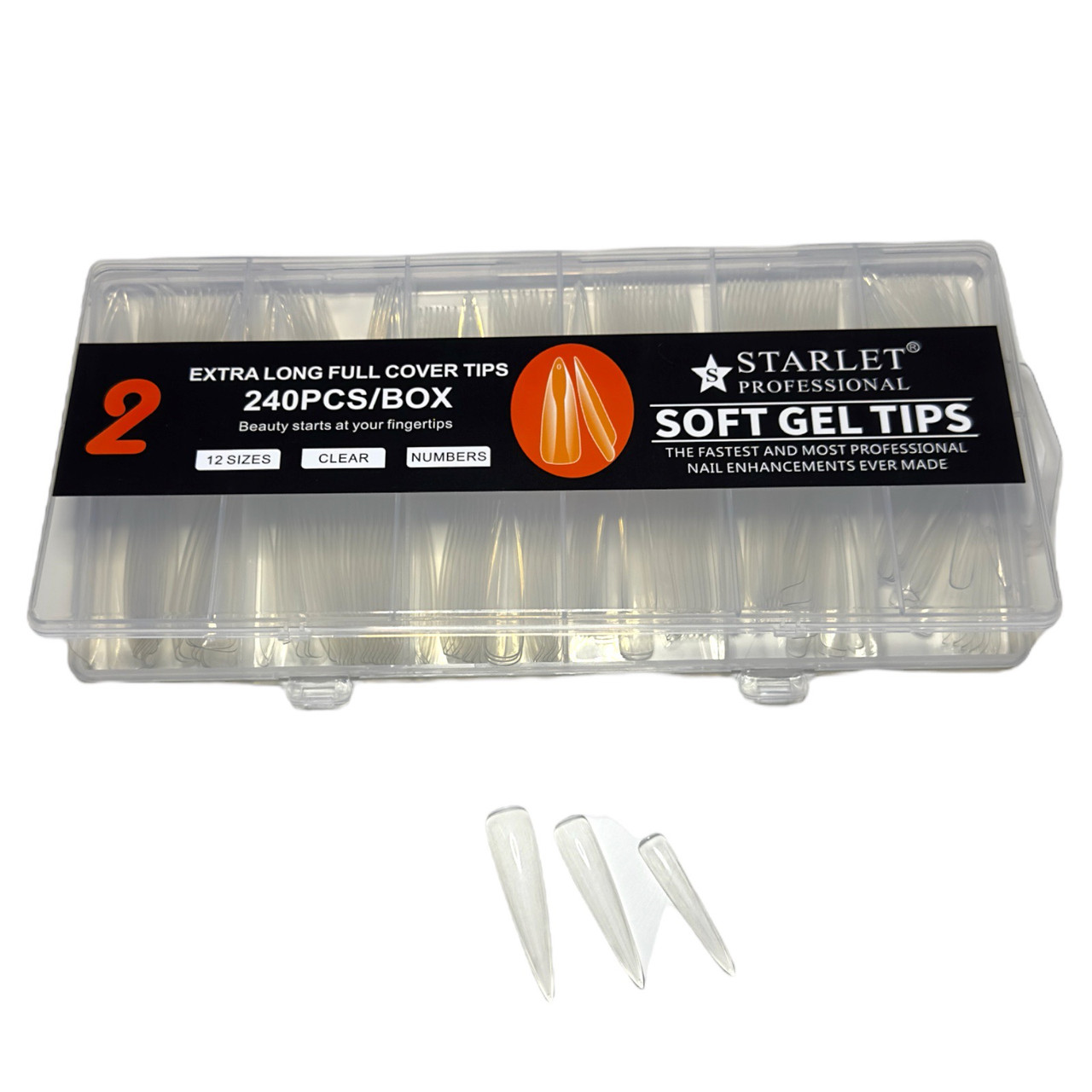 Тіпси гелеві довгі 240 шт для нарощування нігтів Starlet Professional Soft Gel Tips 2