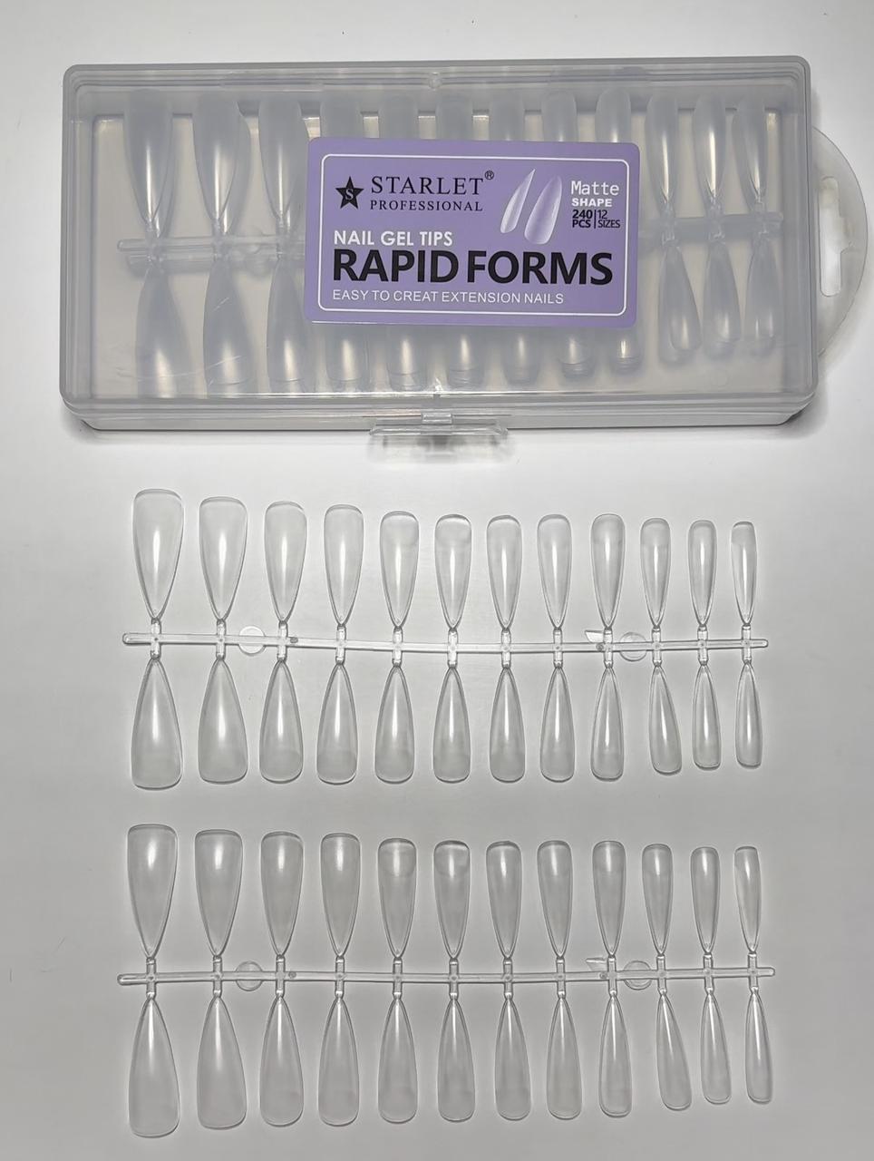 Тіпси гелеві 240 шт матові форма стилет для нарощування нігтів Starlet Professional Rapid Forms