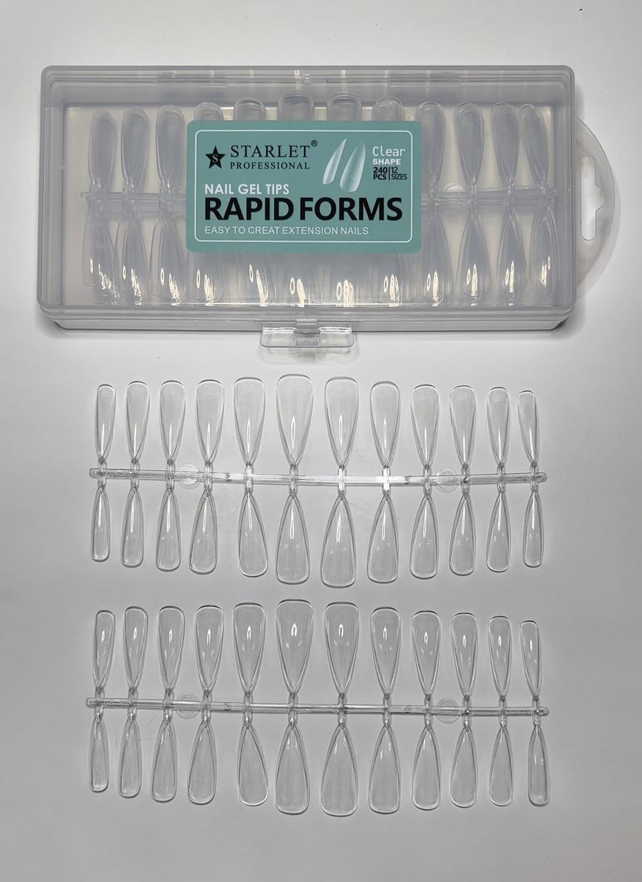 Тіпси гелеві 240 шт прозорі форма стилет для нарощування нігтів Starlet Professional Rapid Forms