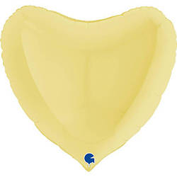 Фольговане серце " Макарун жовтий" 90 см (з гелієм)