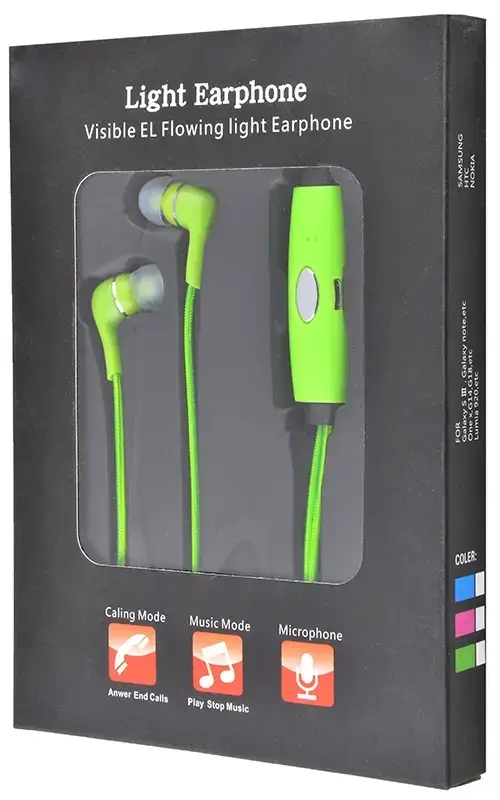 Универсальные наушники светящиеся в темноте Light Earphone с микрофоном - фото 3 - id-p2039616903