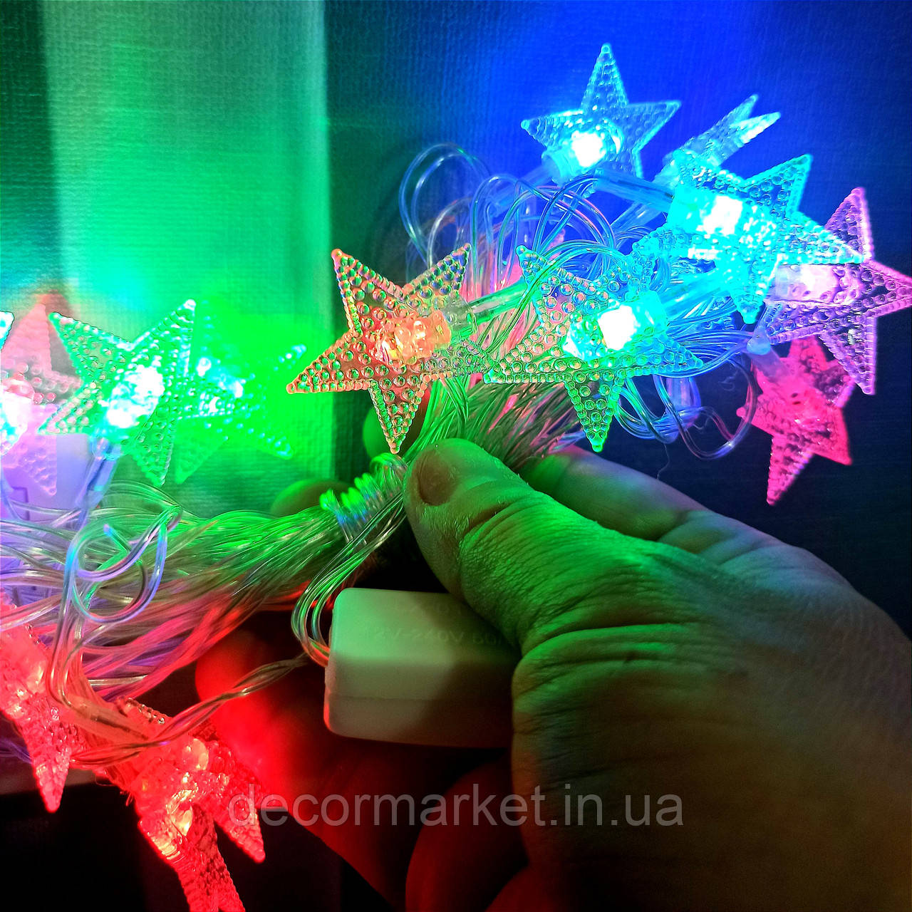 Гірлянда Зірочки різнобарвні 4 м, 20 led від мережі