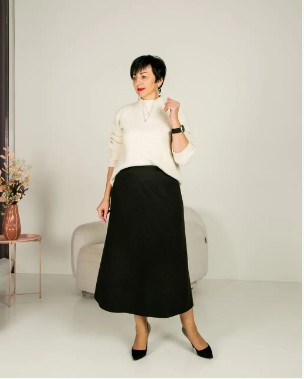 Тепла спідниця жіноча трапеція "Валентина" чорного кольору. Розміри від 46 до 56