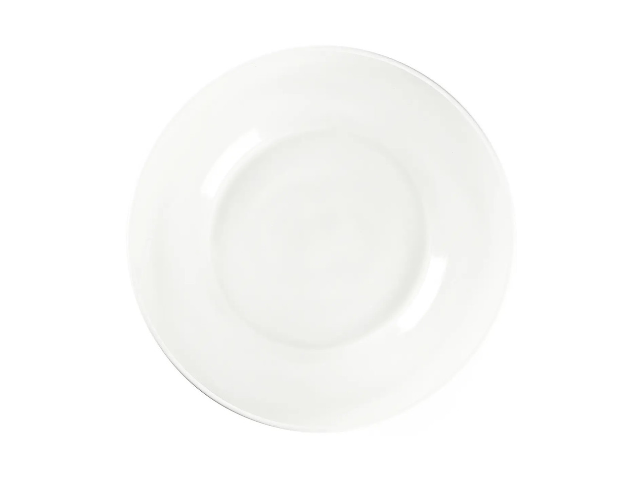 Скляна тарілка скляна REMY-DECOR Halo Glass White Ø 33см кругла з білим краєм для святкового столу, фото 1