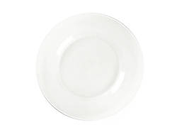 Скляна тарілка скляна REMY-DECOR Halo Glass White Ø 33см кругла з білим краєм для святкового столу
