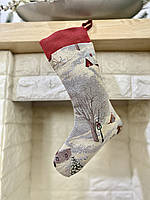 Новогодний носок сапожок для подарков гобеленовый 25х37 см чулок рождественский сапожек на камин