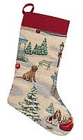 Новогодний носок сапожок для подарков гобеленовый 25х37 см чулок рождественский сапожек на камин