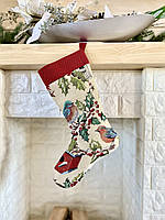 Новогодний сапожок чулок для подарков гобеленовый на камин носок 25х37 см рождественский сапожек