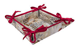 Хлібниця цукерниця новорічна гобеленова 20х20х8 хлібничка різдвяний кошик для хліба тканинна