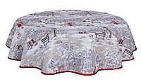 Скатерть новогодняя гобеленовая круглая РАЗНЫЕ РАЗМЕРЫ праздничная Limaso на круглый стол EDEN854