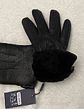 Зимові чоловічі рукавички з натуральної шкіри оленя. Підкладка з мутону, фото 3