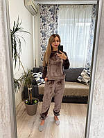 Теплая женская пижама костюм для дома Ткань Турецкая двухсторонняя Махра Люкс Размеры (42-44), (46-48)