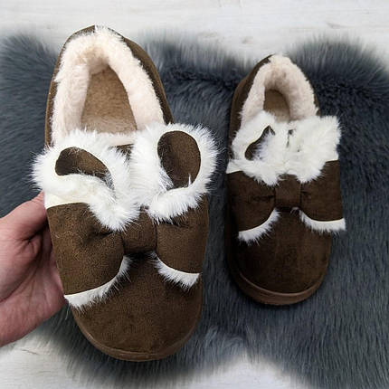 Тапочки жіночі чуні із задником на хутрі темно-коричневі 4317, фото 1