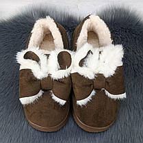 Тапочки жіночі чуні із задником на хутрі темно-коричневі 4317, фото 3