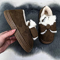 Тапочки жіночі чуні із задником на хутрі темно-коричневі 4317, фото 5