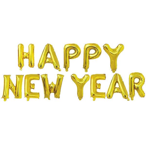 Гірлянда Happy New Year золоті літери надута повітрям, фото 1