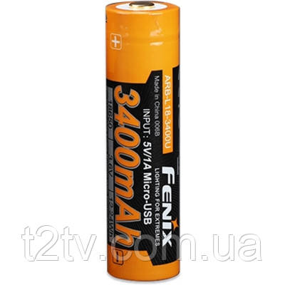 Акумулятор Fenix 18650 3400 mAh micro usb зарядка (ARB-L18-3400U)