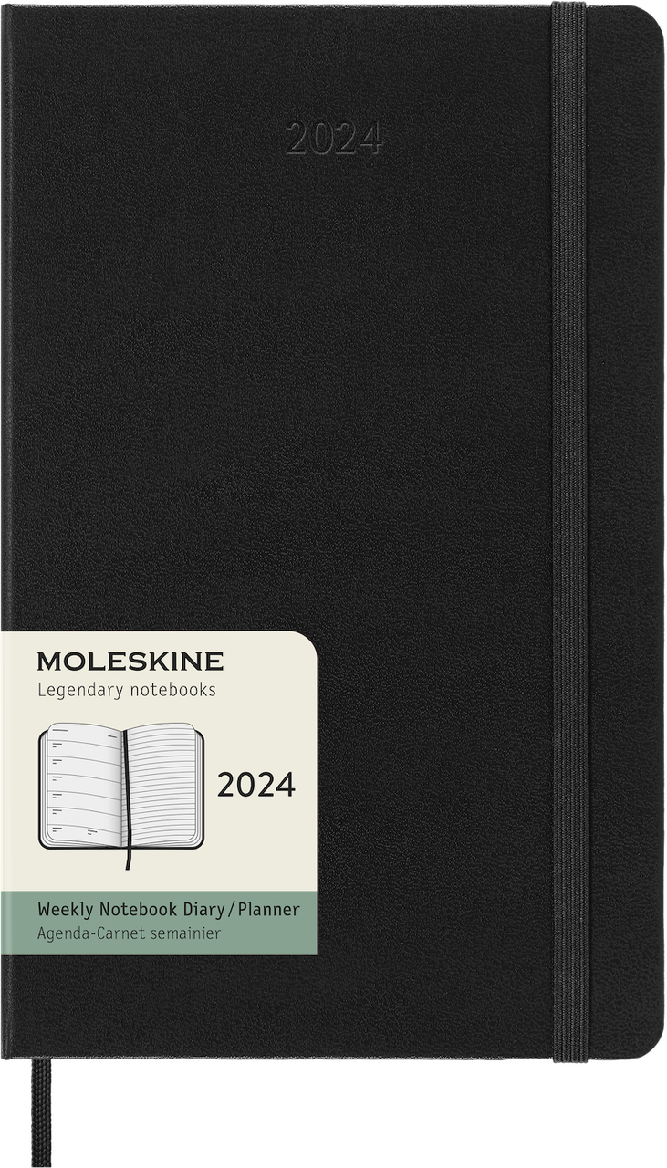 Щотижневик Moleskine 2024 середній 13х21 см чорний (8056598856620), фото 1
