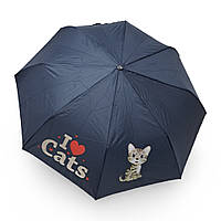 Детский складной зонтик Toprain полуавтомат с кошками на 10 - 16 лет #020895